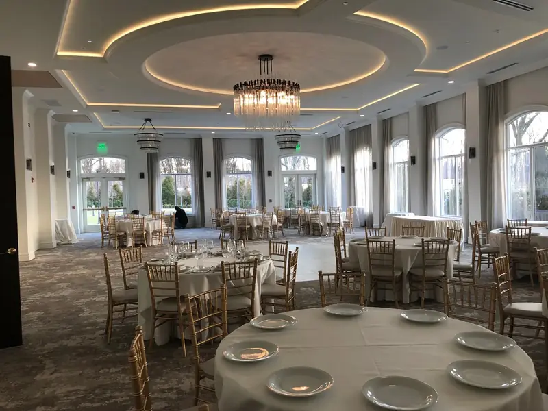 Event Hall, The Chateau Grande, East Brunswick, NJ: event hall with tray ceiling and chandeliers