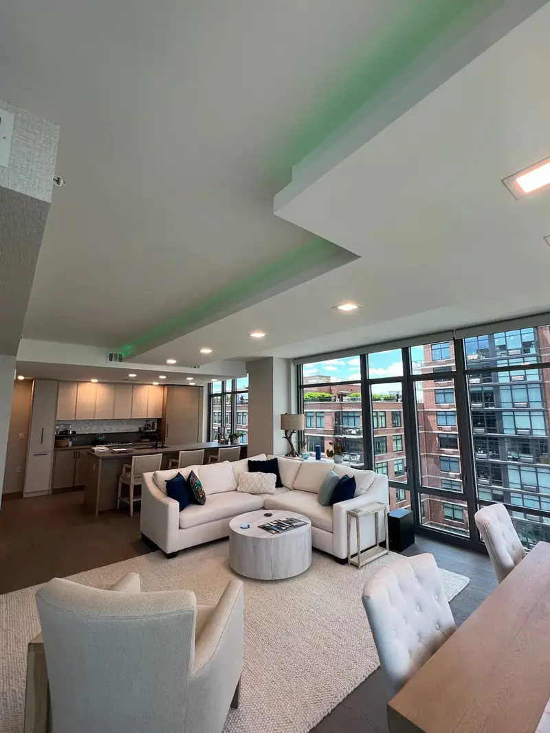 Apartments, Hoboken, NJ: apartment kitchen and living lighting