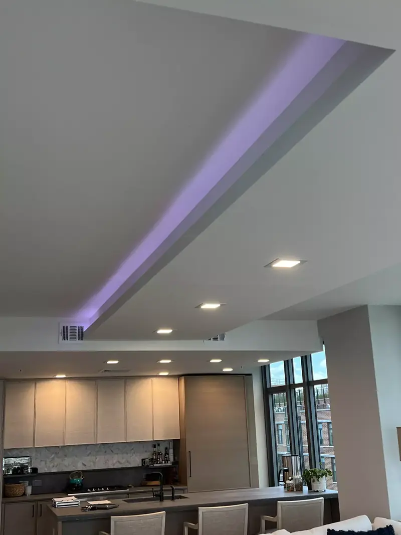 floating ceiling with purple cove lighting, Hoboken, NJ
