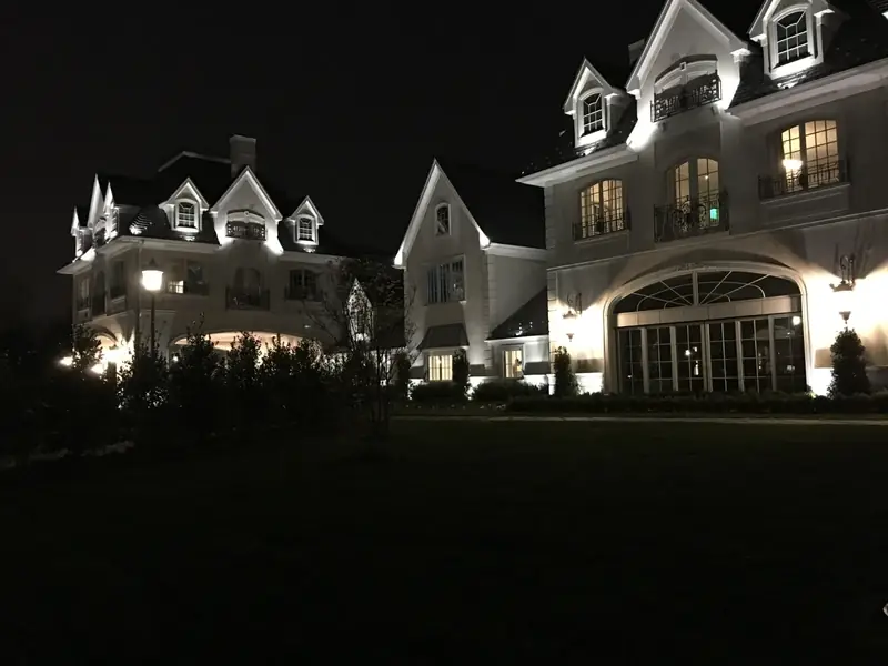 Park Chateau Catering Facade, East Brunswick, NJ: illuminated catering hall facade at night